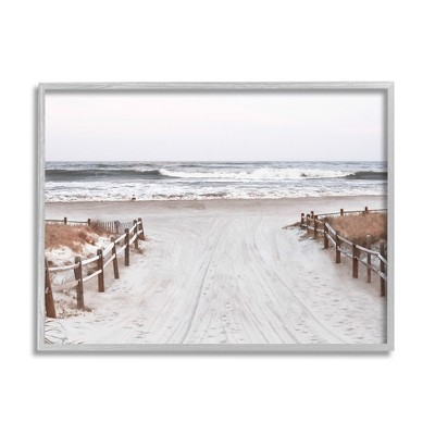 Stupell Industries Beach Waves Foggy Horizon Framed Giclee