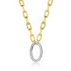Guili Sterling Silver 14k Gold Plated Rectangle-Shaped Chain Pendant with Round Brilliant Cubic Zirconia Gemstones, Classic and Stylish - 2 of 3
