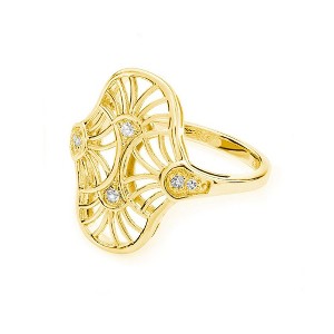 Lucy Quartermaine - Art Deco Oval Ring in Gold Vermeil - 1 of 4