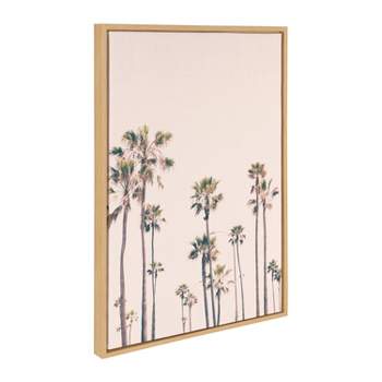 Kate & Laurel All Things Decor Sylvie Pink Palm Tree Paradise Framed Wall Art by Caroline Mint Natural Pastel Tropical Wall Art