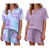 Ekouaer 2 Pack Womens Pajama Sets Short Sleeve Top with Shorts Soft Comfy Loungewear Sleepwear - 2 of 4