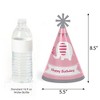 Big Dot of Happiness Pink Elephant - Cone Happy Birthday Party Hats for Kids and Adults - Set of 8 (Standard Size) - 3 of 4