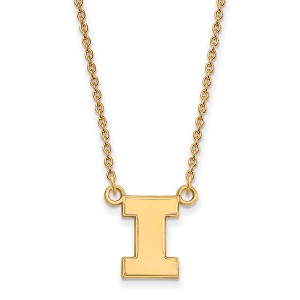 Black Bow Jewelry 14k Yellow Gold Plated Sterling Silver Illinois Fighting Illini NCAA Necklace 18 Inch - 1 of 4