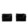 Set of 2 Corduroy Slipcovered Armchairs and Deep Seat or Sofas with Removable Covers and Large Pillows, 300lb Capacity Each - 4 of 4