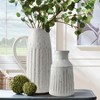 LuxenHome Vintage White Ribbed Terracotta Round Vase - 3 of 4