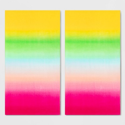 2pk Ombre Beach Towel Set Pink/Green - Sun Squad™