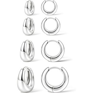 14K gold-plated small hoop earrings set, stackable cartilage earrings, a perfect Christmas gift for women. - 1 of 4