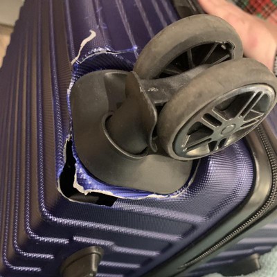 Dukap Checked Hardside - Lightweight Suitcase : Spinner Tour Champagne Target Medium