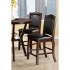DOMETOUR Dark Brown Wood Finish Set of 2 Counter Height Chairs Faux Leather Upholstery  Seat Back Kitchen Dining Room Chair - 2 of 4