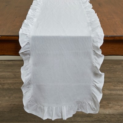 Split P Ruffle Table Runner - 72"L - White