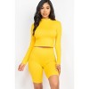 Slickblue Women's 2-Piece Mock Neck Top & Biker Shorts Set Stretchy Polyester Spandex Active Lounge Color & Size Options - 3 of 4