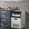 Acekool Commercial Ice Maker - 110Lbs/24H with 33Lbs Storage, Self-Cleaning, 40pc Ice Trays - 4 of 4