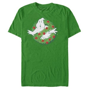 Men's Ghostbusters Christmas Wreath Logo T-Shirt - 1 of 4