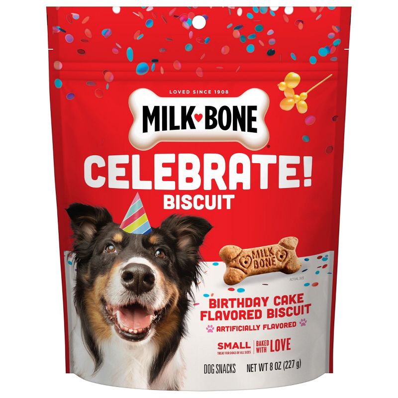 Milk-Bone Birthday Cake Biscuit Small Chewy Dog Treats - 8oz, 1 of 12