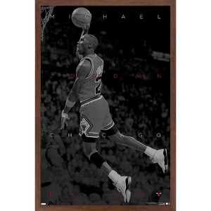 Trends International Michael Jordan - Black and White Framed Wall Poster Prints - 1 of 4