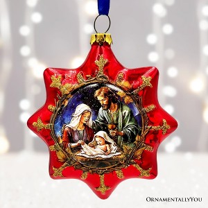 Graceful Nativity Star Glass Christmas Ornament, Unique Christian Religious Decor| OrnamentallyYou - 1 of 4
