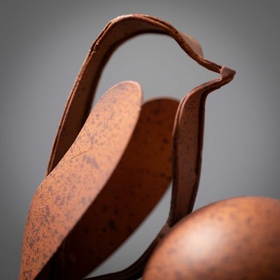 35" Copper and Brown Metal Chickadee Garden Stake