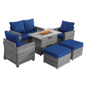 Yardgrace 6-piece set of rattan combination sofa with a stove table - 1 of 4