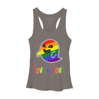 Adult Design By Humans Happy Ghost Love is Love Pride By Racerback Tank Top