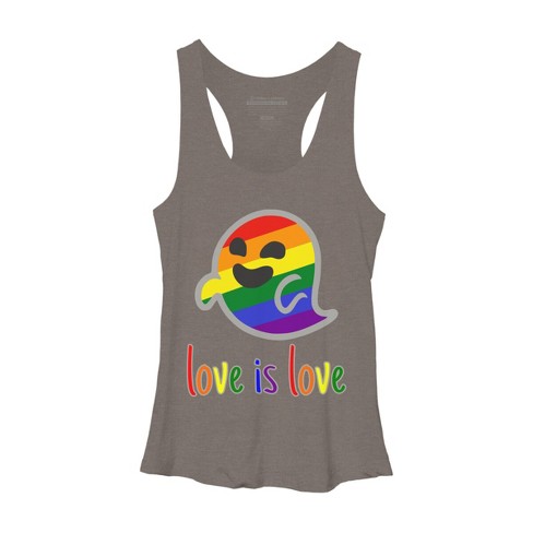 Adult Design By Humans Happy Ghost Love is Love Pride By Racerback Tank Top - image 1 of 2