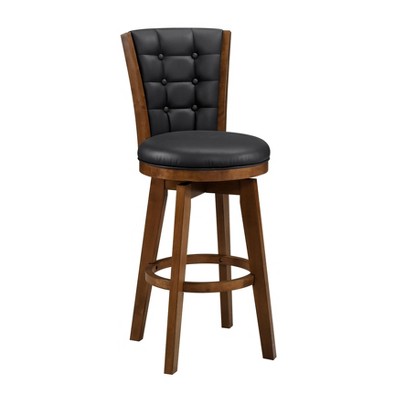NicBex Dining Chairs Set of 2 Swivel Counter Height Chairs with Button-Tufted and Back Chestnut Finish Solid Wood for Kitchen,Brown
