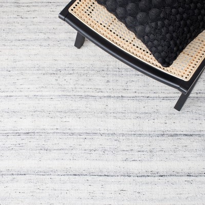 Ivory and Grey Handwoven Wool Kilim Area Rug