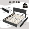 Nasitip Bed Frame with 4 Storage Drawers & Upholstered Wingback Headboard - Wood Slat Support, No Box Spring Needed - 3 of 4