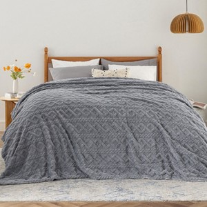 Bedsure-Faux Fleece Jacquard Thick Fuzzy Throw Blanket - 1 of 4