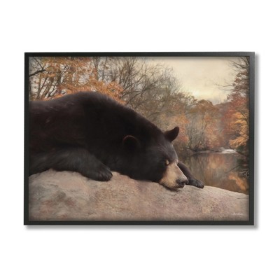 Stupell Industries Resting Bear Autumn Foliage Lake Framed Giclee Art
