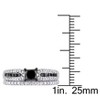 EVERLY JEWELRY | Black Rhodium Plated Sterling Silver 1 CT TW Black and White Princess and Round Diamonds Bridal Set - 3 of 4
