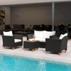 Costway 4 PCS Wicker Patio Furniture Set with Removable Cushions Storage Coffee Table White/Navy/Gray - 3 of 4