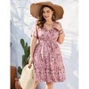 Plus Size V Neck Midi Dress Wrap Short Sleeves High Waisted Summer Casual Belt Dress - 2 of 4