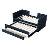 KTMBDW Twin Size Daybed with Trundle and Three Drawers, Modern Chenille Fabric Upholstered Day Bed Frame for Bedroom Guest Room - 4 of 4