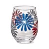 TAG 18 oz. Very Groovy Bright Red Blue Flower Glass Stemless Wine Drinkware Dishwasher Safe Beverage Glassware Dinner Party - 2 of 2