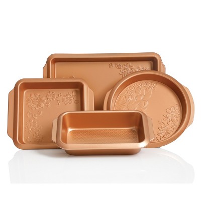 Gibson Home 4 Piece Richmound Nonstick Heavy Gauge Steel Bakeware Set in Copper