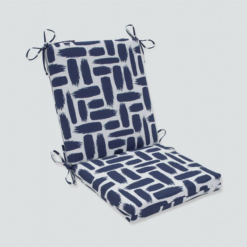 Baja Nautical Squared Corners Outdoor Chair Cushion Blue - Pillow Perfect, 1 of 8