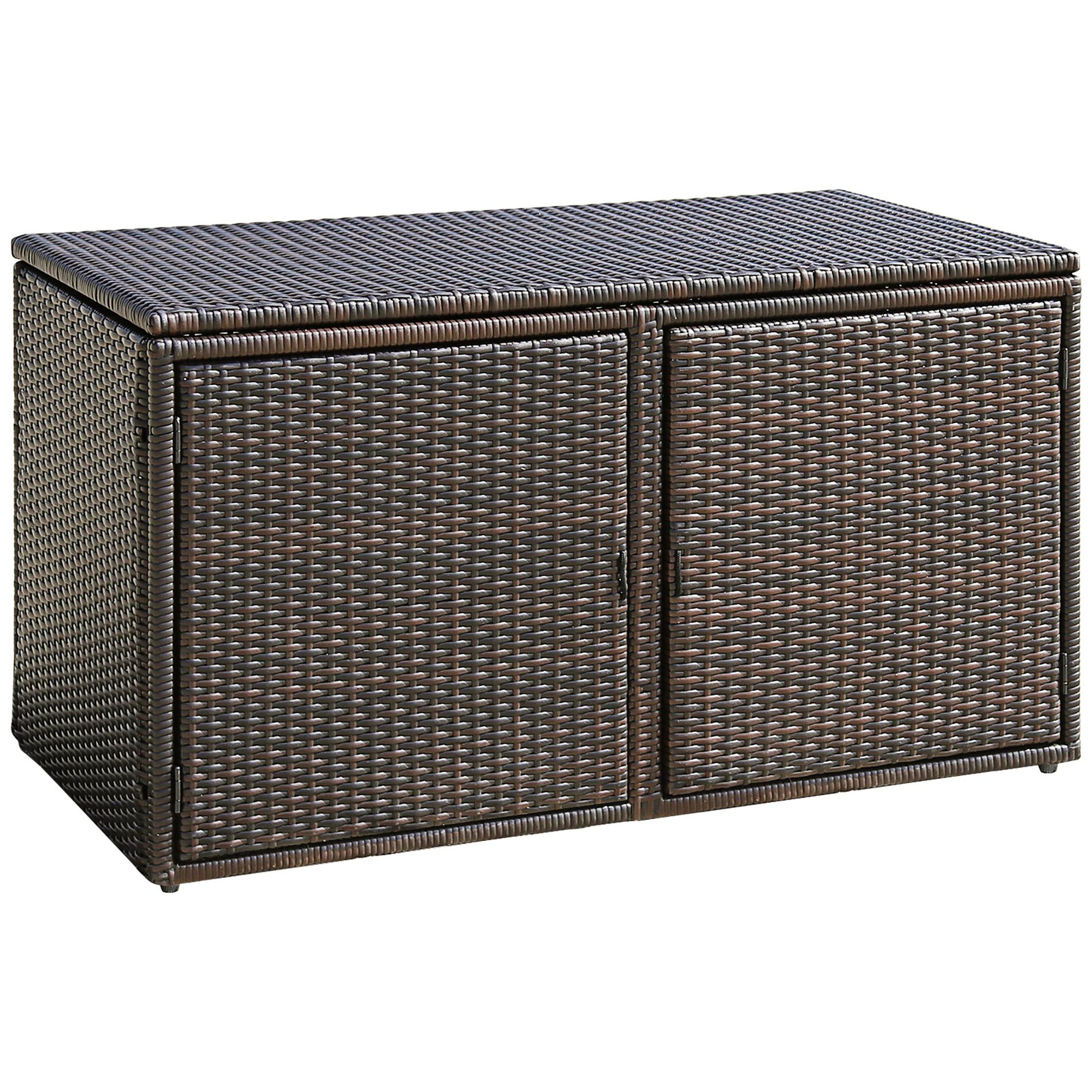 Costway 73 Gallon Garden Patio Rattan Storage Container Box Bin Shelf Brown