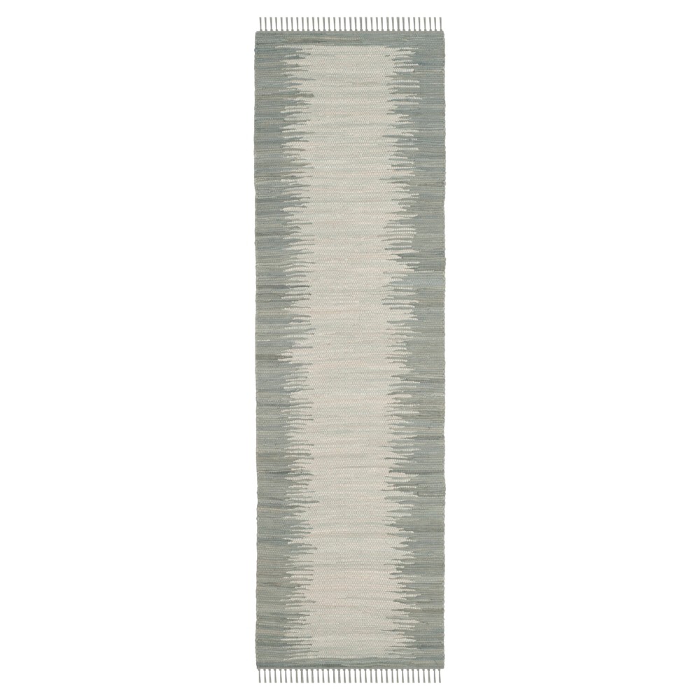  Runner Gray Geometric Flatweave Woven