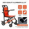 Ultra Lightweight Transport Wheelchair - Portable Folding Chair, Removable Flip Armrests, Locking Handbrake, Supports 220 Lbs, Swinging Footrests - 2 of 4