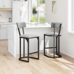 Garvee Bar Stools Set, Counter Height Bar Stools with Soft Velvet Upholstery & Metal Legs, Kitchen Island Stools with Back for Home Bar - 1 of 4