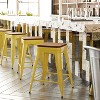 Flash Furniture Kai Commercial Grade 24" High Backless Metal Indoor-Outdoor Counter Height Stool with Poly Resin Wood Seat - 2 of 4
