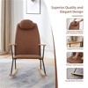 SKRAN Adjustable Headrest Pillow Rocking Chair, Leather Upholstered Glider Rocker with High Backrest for Nursery, Bedroom, Living Room (Brown) - 4 of 4