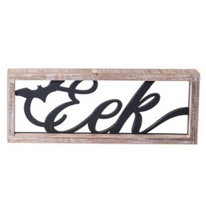 Transpac Wood 14.17 in. Multicolor Halloween Eek with Natural Frame - 1 of 4