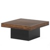 MAYEERTY Coffee Table Square Farmhouse Wood Cocktail Table with LED Light - 4 of 4