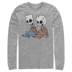 Men's The Simpsons Skeleton Bart and Lisa Long Sleeve Shirt - 1 of 4