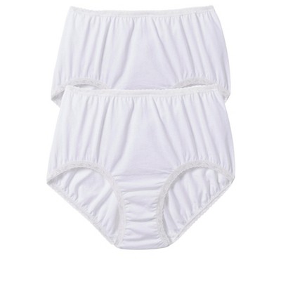 Comfort Choice Plus Size Cotton Spandex Lace Detail Brief 2-Pack