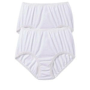 Comfort Choice Plus Size Cotton Spandex Lace Detail Brief 2-Pack - 1 of 4