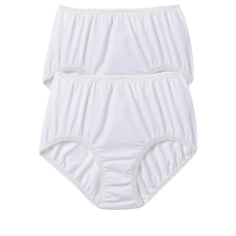 Comfort Choice Women's Plus Size Cotton Spandex Lace Detail Brief 2-pack -  13, White : Target