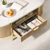 48" Oval Coffee Table with Drawer, Fluted Wooden Center Table with Faux Marble Top, Accent Sofa Side Table for Living Room Bedroom Office - 4 of 4