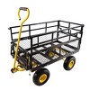 VYNXARIA Wagon Cart Garden cart trucks make it easier to transport firewood,black+yellow double fence utility cart - 2 of 4